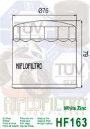HF163 Hiflo white zinc oil filter