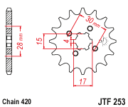 JTF253 x 16 front sprocket new