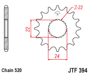 Front drive sprocket same shape as JT JTF394 x 15