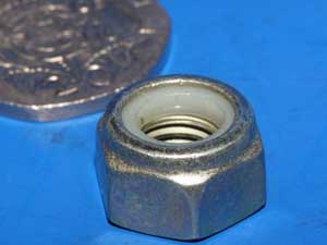 M8 by 1.25 nyloc nut mild steel plated