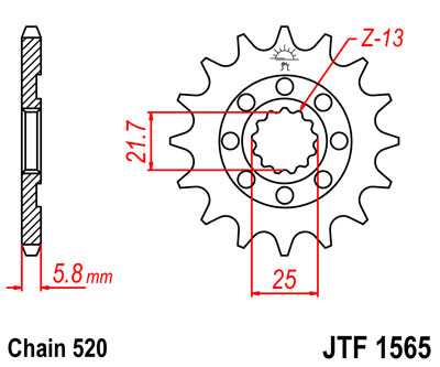 front sprocket JTF1565 13 tooth new