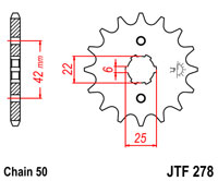 Front sprocket JTF 278 15 tooth new
