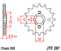 JTF287 X 13 TEETH FRONT SPROCKET NEW