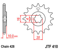 Front drive sprocket JTF410 15 tooth