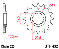 Front sprocket JTF432x14SC light weight self clean