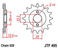 Front sprocket JTF 495 15 tooth new