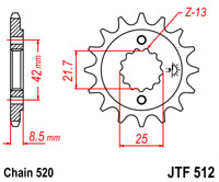 JTF512 x 16 front sprocket new