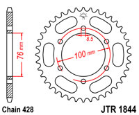 Rear sprocket JTR1844 x 48 tooth Yamaha YZF R125 MT125