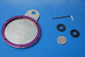 Tax disc holder, round, purple anodised