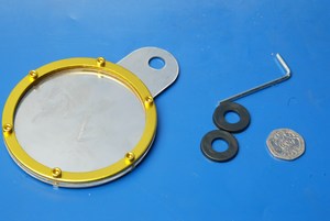 Tax disc holder, round, gold anodised