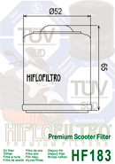 HF183 Hiflo scooter oil filter