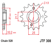 JTF308 x 15 front sprocket new - Click Image to Close