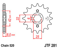 Front drive sprocket JTF281 x 15 tooth 128115 new