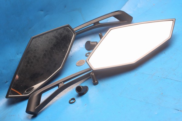 Mirrors pair M8 bolt through as fitted to Motoroma G10 - Click Image to Close